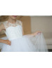 White Lace Tulle Flower Girl Dress With Big Bow